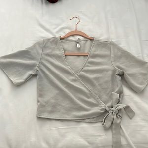 Grey wrap crop top